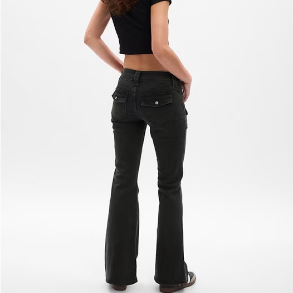 Gap Y2K Flare Low Rise Jeans 31/12R Black Denim Dark Wash